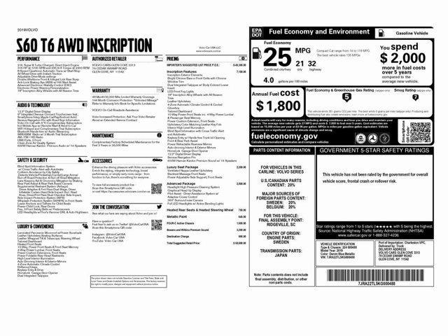 used 2019 Volvo S60 car, priced at $22,999