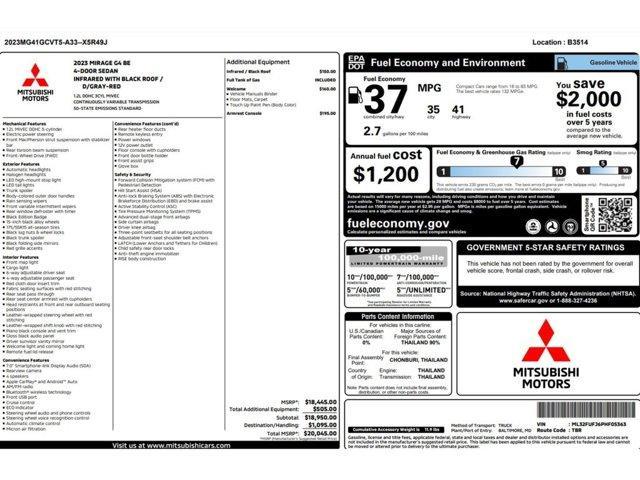 used 2023 Mitsubishi Mirage G4 car, priced at $12,999