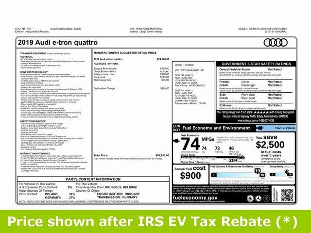 used 2019 Audi e-tron car, priced at $18,999