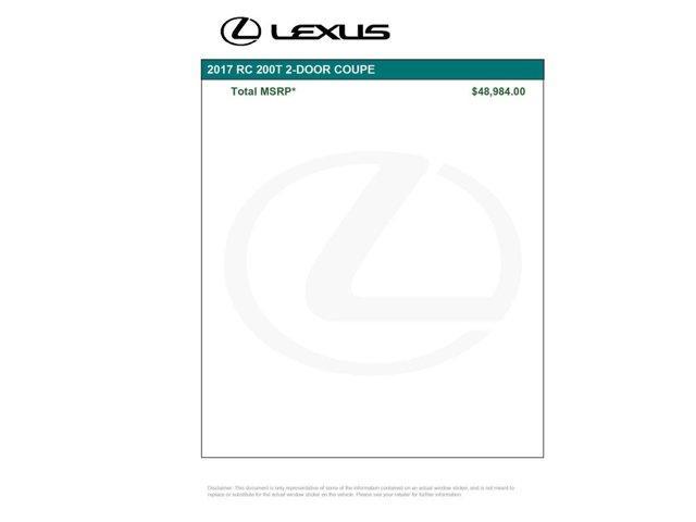 used 2017 Lexus RC 200t car, priced at $20,999