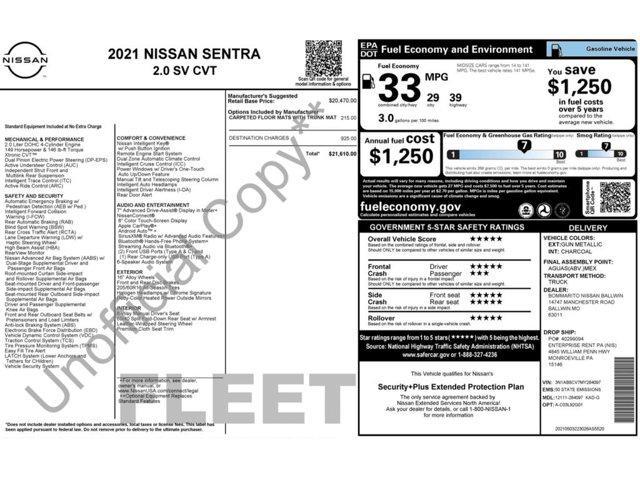 used 2021 Nissan Sentra car, priced at $14,999