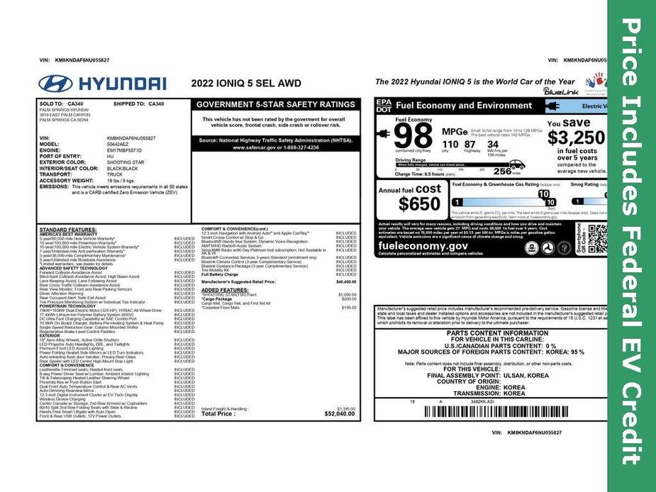 used 2022 Hyundai IONIQ 5 car, priced at $17,999