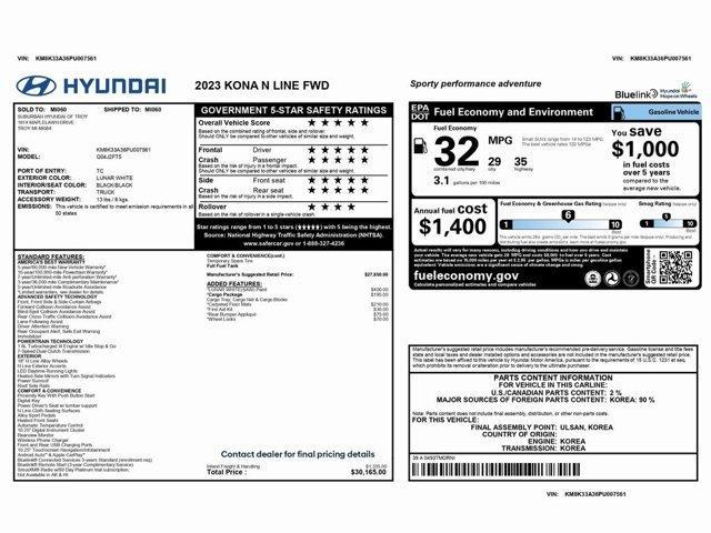 used 2023 Hyundai Kona car, priced at $18,999