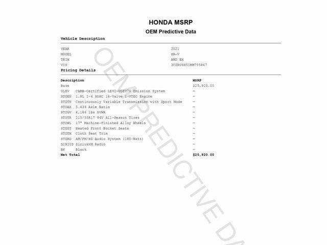 used 2021 Honda HR-V car, priced at $18,499