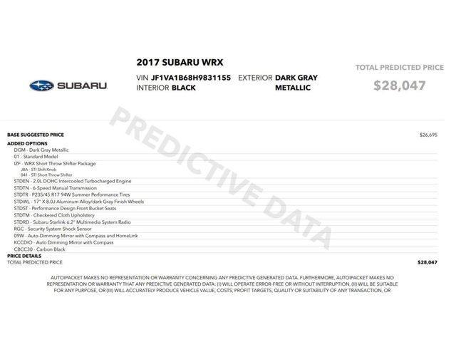 used 2017 Subaru WRX car, priced at $14,999