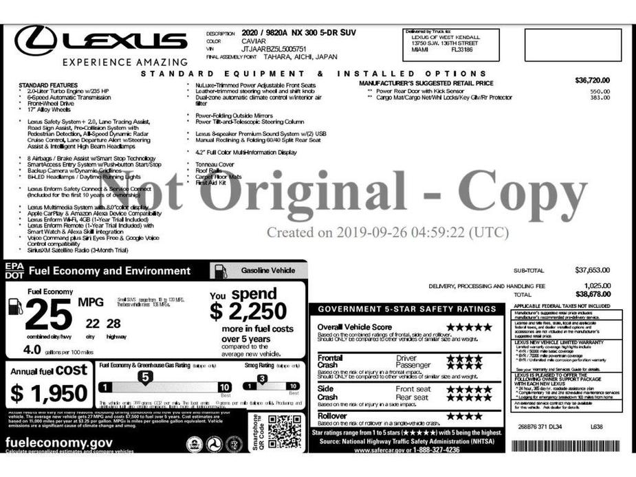 used 2020 Lexus NX 300 car, priced at $23,999