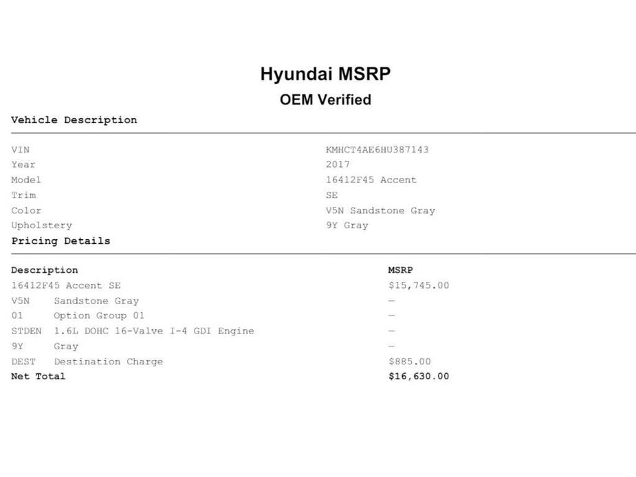used 2017 Hyundai Accent car, priced at $9,499