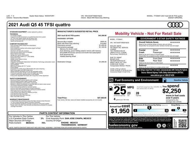 used 2021 Audi Q5 car, priced at $26,499