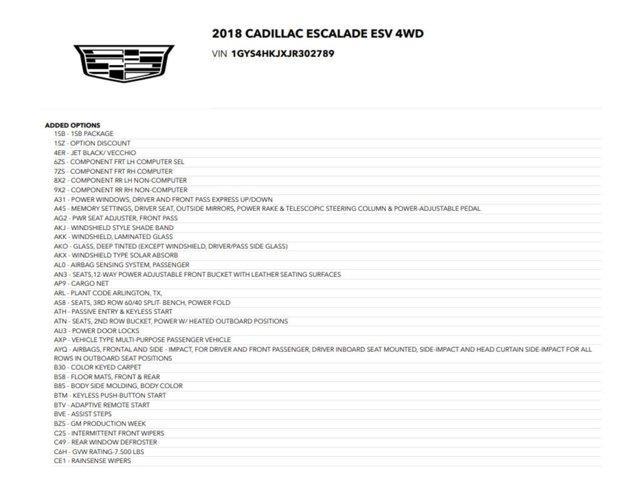 used 2018 Cadillac Escalade ESV car, priced at $31,999