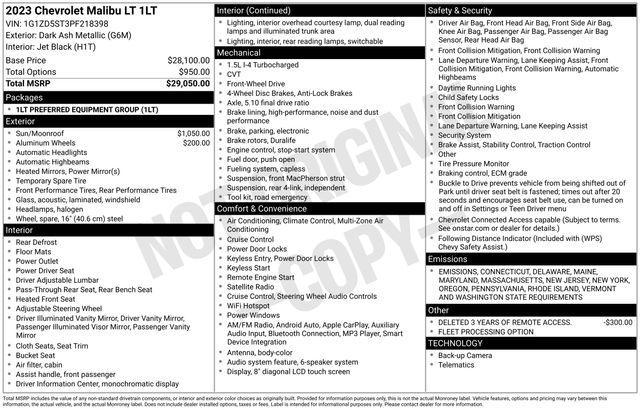 used 2023 Chevrolet Malibu car, priced at $19,988