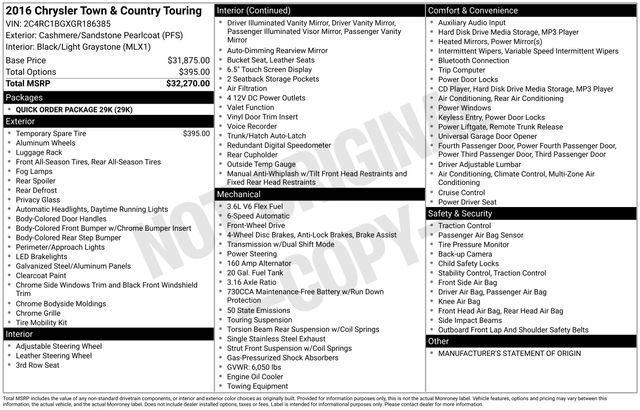 used 2016 Chrysler Town & Country car, priced at $7,991