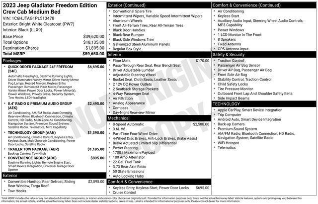 used 2023 Jeep Gladiator car, priced at $31,992