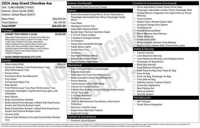new 2024 Jeep Grand Cherokee 4xe car, priced at $65,705