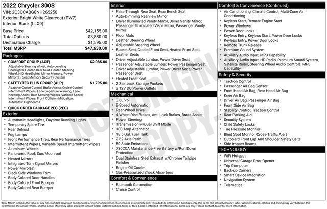 used 2022 Chrysler 300 car, priced at $29,991