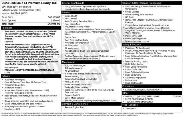 used 2023 Cadillac XT4 car, priced at $25,892