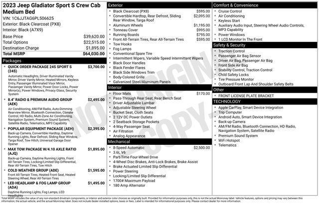 used 2023 Jeep Gladiator car, priced at $31,962