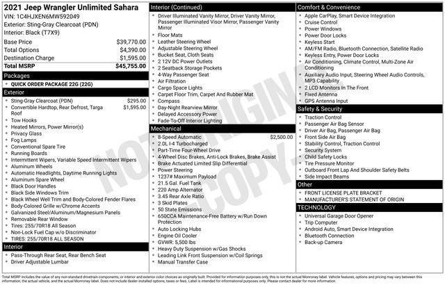 used 2021 Jeep Wrangler Unlimited car, priced at $29,491