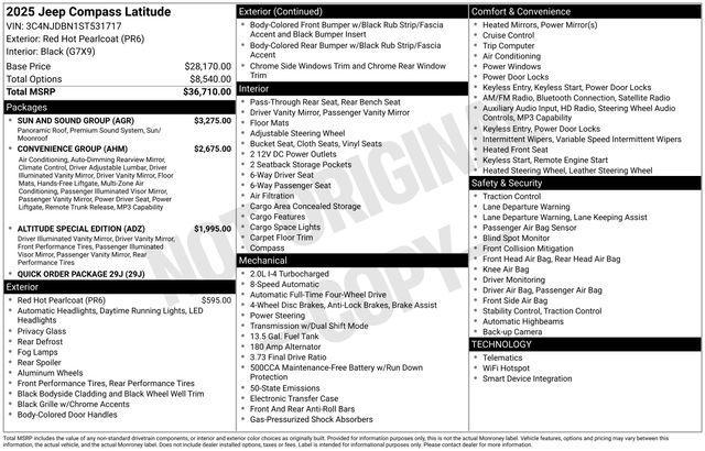 new 2025 Jeep Compass car, priced at $36,459