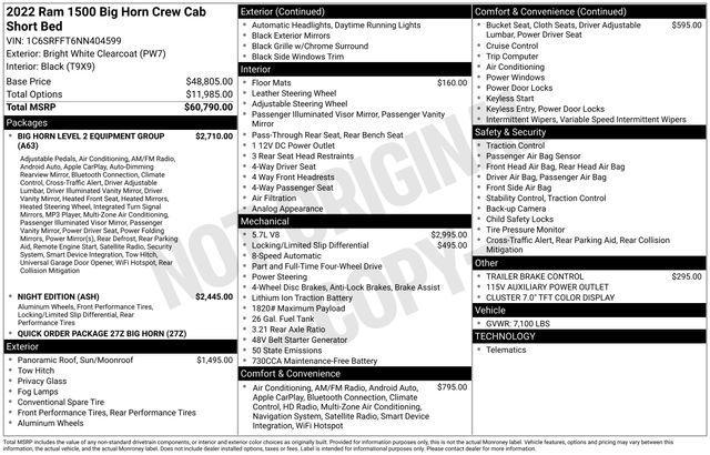 used 2022 Ram 1500 car, priced at $43,991