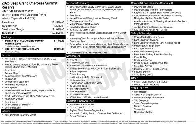 new 2025 Jeep Grand Cherokee car, priced at $64,452