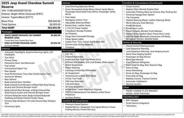 new 2025 Jeep Grand Cherokee car, priced at $64,452