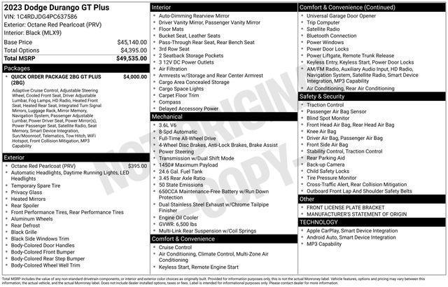 used 2023 Dodge Durango car, priced at $33,988