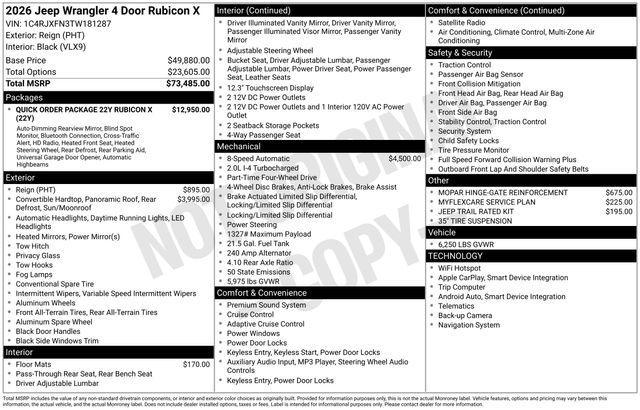 new 2026 Jeep Wrangler car, priced at $67,597