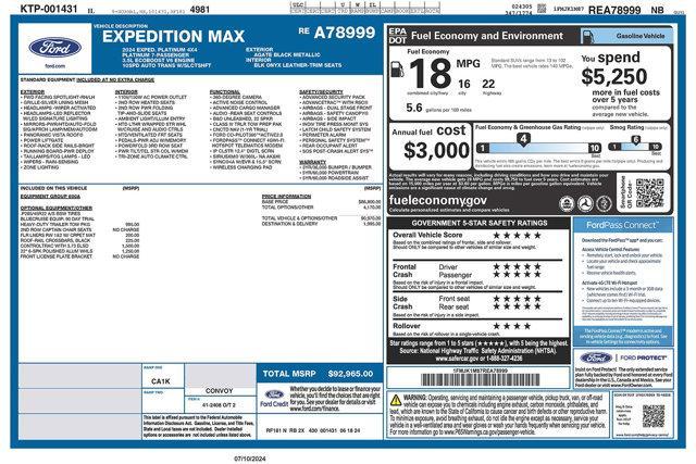 new 2024 Ford Expedition Max car, priced at $90,965