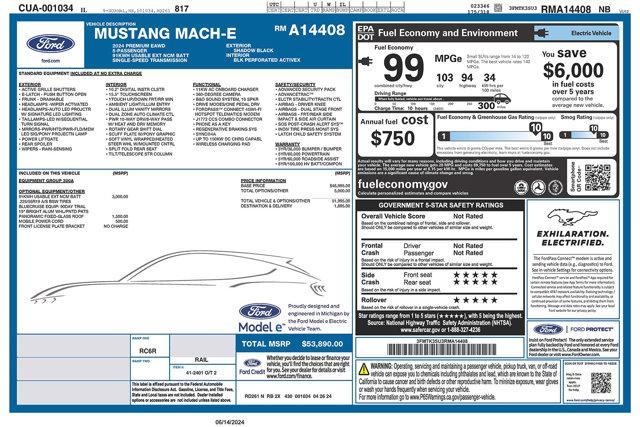 new 2024 Ford Mustang Mach-E car, priced at $53,890