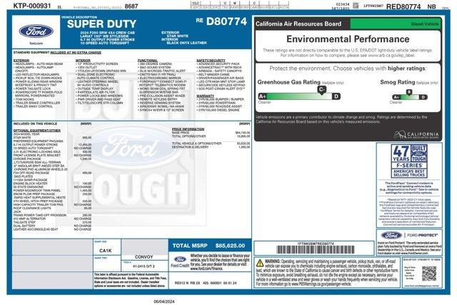 new 2024 Ford F-250 car, priced at $85,625