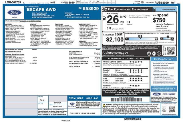 new 2024 Ford Escape car, priced at $37,615