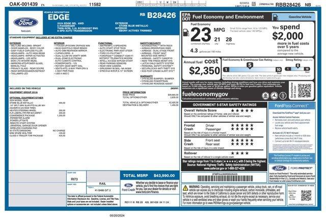 new 2024 Ford Edge car, priced at $43,990