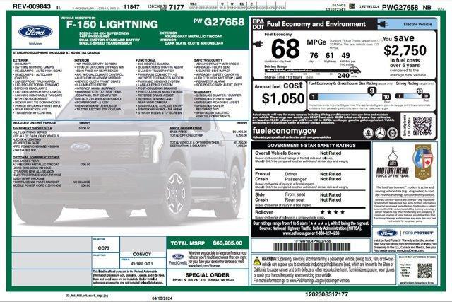 new 2023 Ford F-150 Lightning car, priced at $61,785