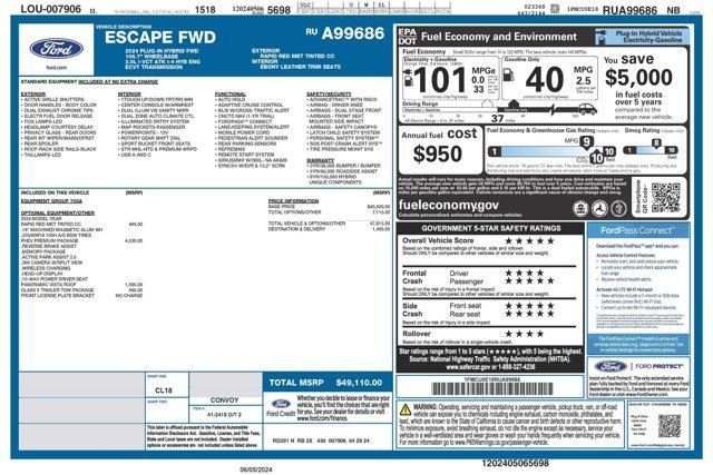 new 2024 Ford Escape car, priced at $43,360