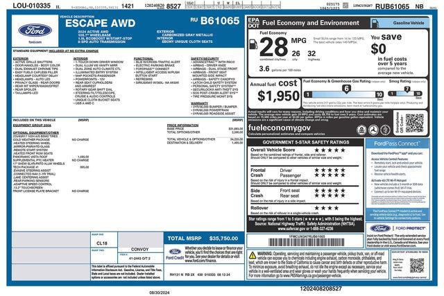 new 2024 Ford Escape car, priced at $32,250