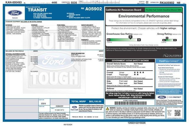 new 2024 Ford Transit-250 car, priced at $52,100