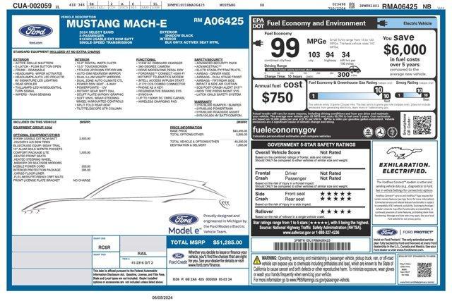 new 2024 Ford Mustang Mach-E car, priced at $44,085