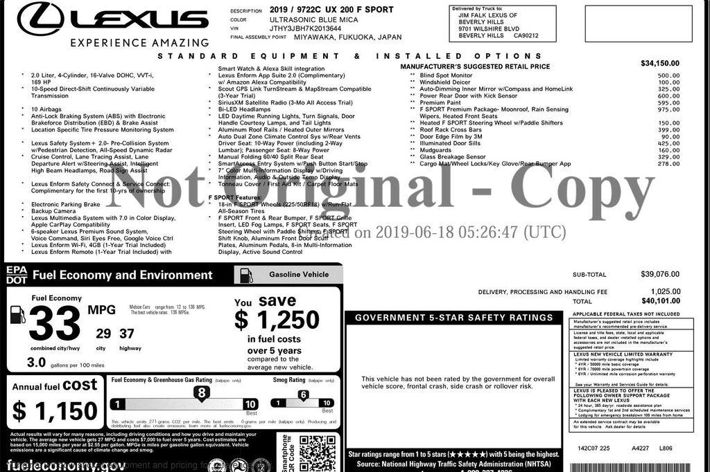 used 2019 Lexus UX 200 car, priced at $25,894