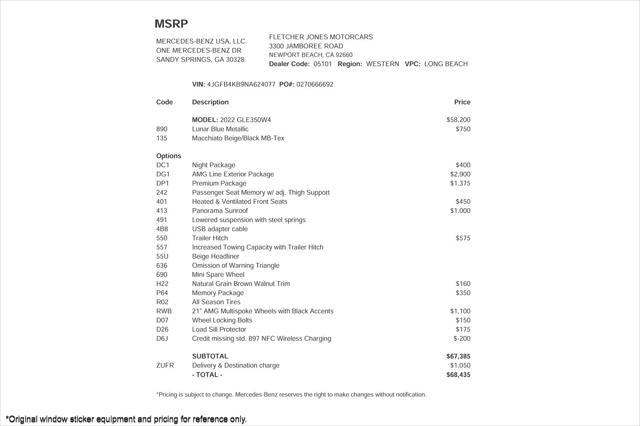 used 2022 Mercedes-Benz GLE 350 car, priced at $46,894