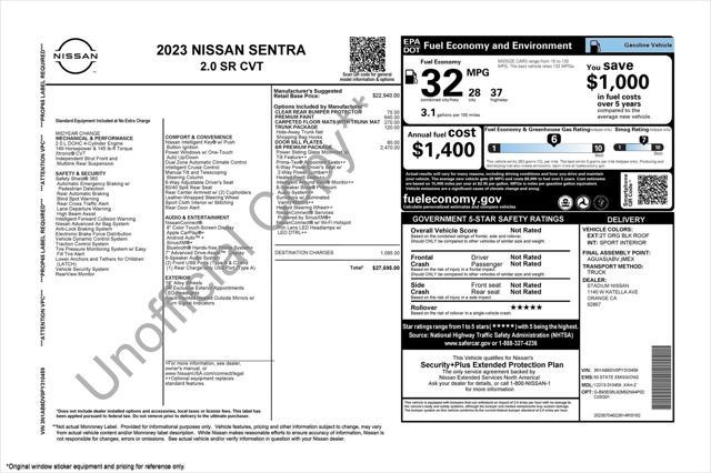 used 2023 Nissan Sentra car, priced at $23,394