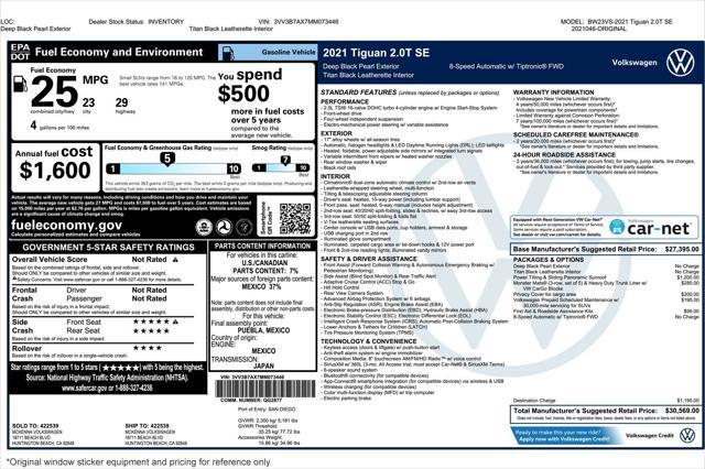 used 2021 Volkswagen Tiguan car, priced at $18,392