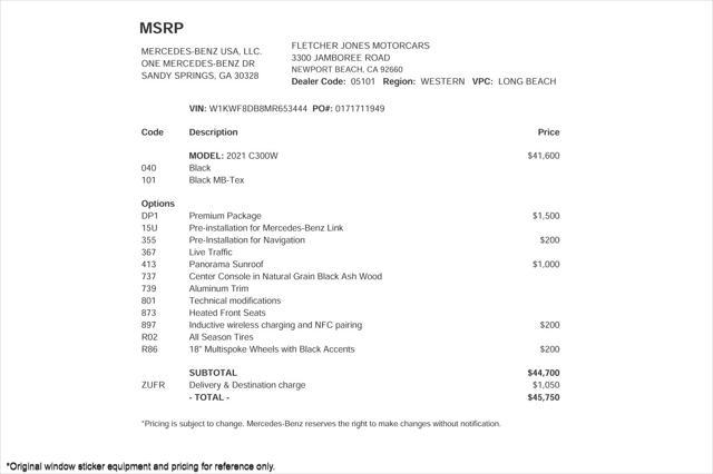 used 2021 Mercedes-Benz C-Class car, priced at $26,894