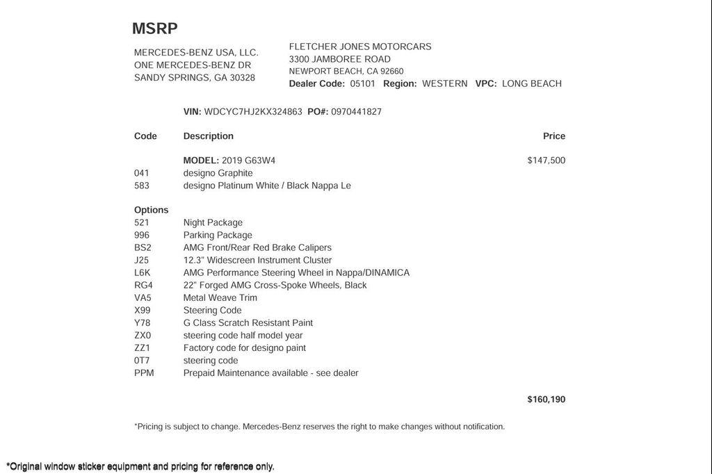 used 2019 Mercedes-Benz AMG G 63 car, priced at $143,893