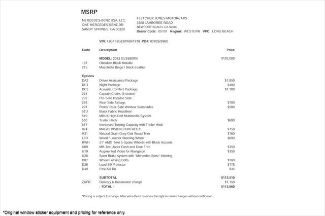 used 2023 Mercedes-Benz GLS 580 car, priced at $80,894