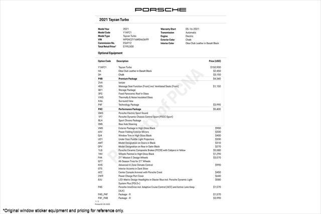 used 2021 Porsche Taycan car, priced at $109,894