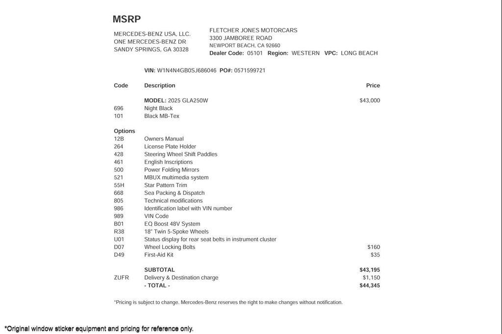 used 2025 Mercedes-Benz GLA 250 car, priced at $44,345