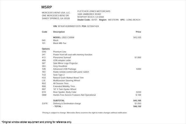 used 2022 Mercedes-Benz C-Class car, priced at $33,893