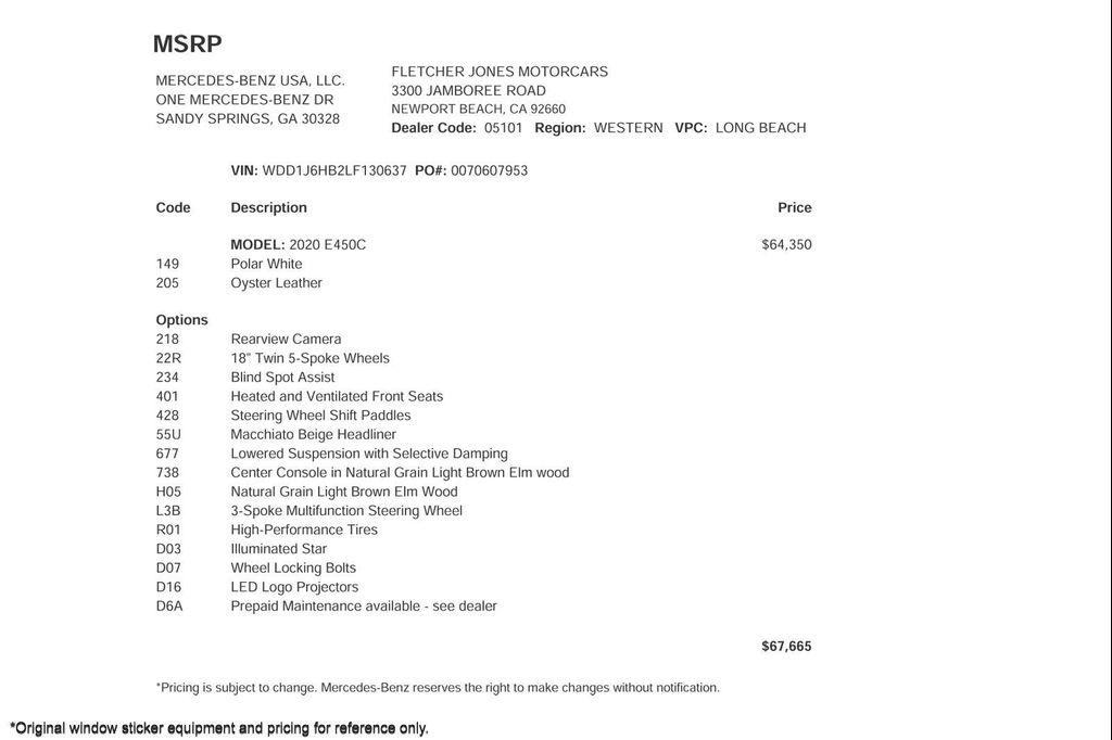 used 2020 Mercedes-Benz E-Class car, priced at $25,893