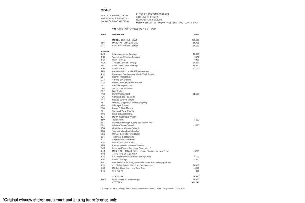 used 2024 Mercedes-Benz GLE 450 car, priced at $63,893