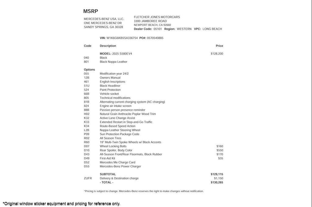 used 2025 Mercedes-Benz S-Class car, priced at $119,894